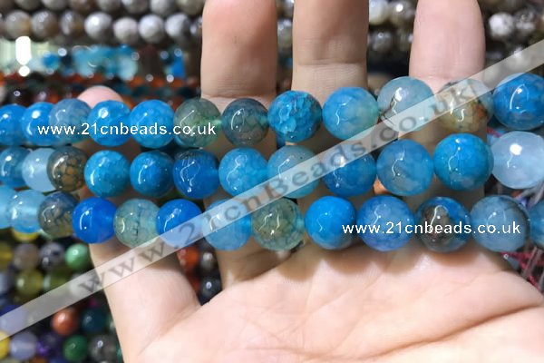 CAA1736 15 inches 10mm faceted round fire crackle agate beads