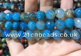 CAA1749 15 inches 12mm faceted round fire crackle agate beads