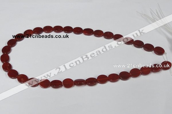 CAA176 15.5 inches 10*12mm oval red agate gemstone beads