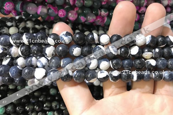 CAA1760 15 inches 8mm faceted round fire crackle agate beads