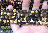 CAA1761 15 inches 8mm faceted round fire crackle agate beads