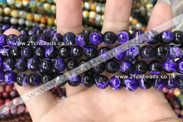 CAA1763 15 inches 8mm faceted round fire crackle agate beads