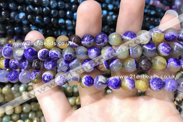 CAA1768 15 inches 8mm faceted round fire crackle agate beads