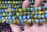 CAA1769 15 inches 8mm faceted round fire crackle agate beads