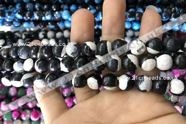 CAA1775 15 inches 10mm faceted round fire crackle agate beads