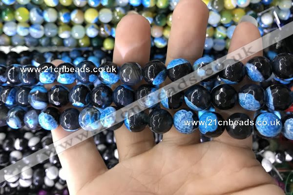 CAA1779 15 inches 10mm faceted round fire crackle agate beads