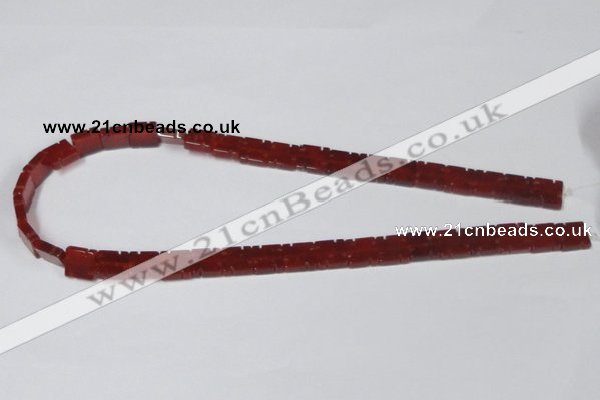 CAA178 15.5 inches 10*10mm carved square red agate gemstone beads