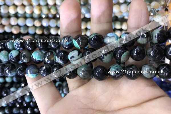 CAA1780 15 inches 10mm faceted round fire crackle agate beads