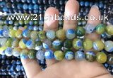 CAA1782 15 inches 10mm faceted round fire crackle agate beads