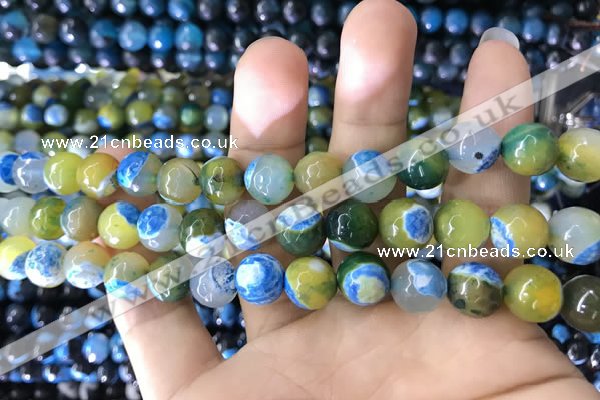 CAA1782 15 inches 10mm faceted round fire crackle agate beads