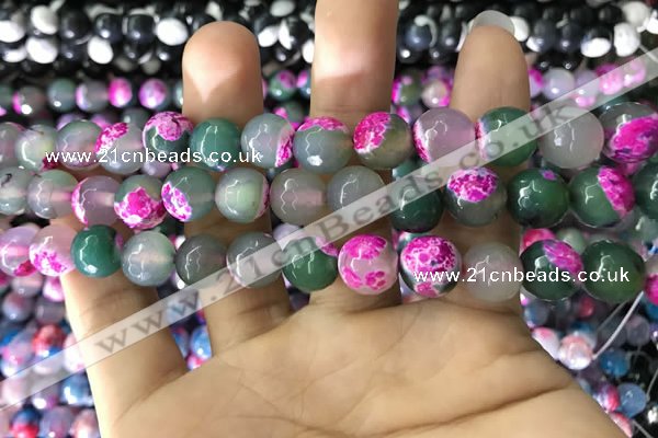 CAA1784 15 inches 10mm faceted round fire crackle agate beads