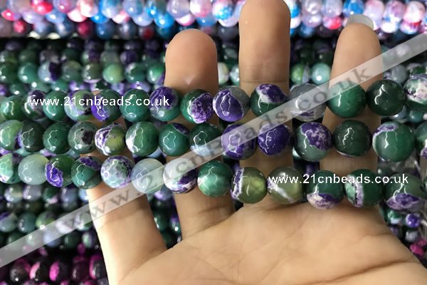 CAA1785 15 inches 10mm faceted round fire crackle agate beads