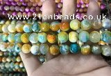 CAA1787 15 inches 10mm faceted round fire crackle agate beads
