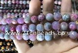 CAA1788 15 inches 10mm faceted round fire crackle agate beads