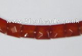 CAA179 15.5 inches 8*8mm faceted square red agate gemstone beads