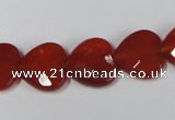 CAA180 15.5 inches 14*14mm faceted heart red agate gemstone beads