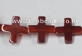 CAA182 15.5 inches 16*16mm cross red agate gemstone beads