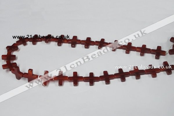 CAA182 15.5 inches 16*16mm cross red agate gemstone beads