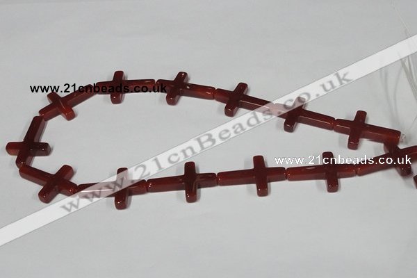 CAA183 15.5 inches 20*30mm cross red agate gemstone beads