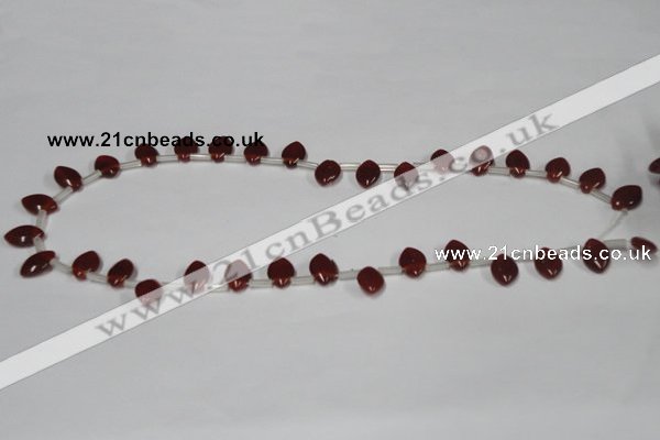 CAA184 Top-drilled 8*12mm marquise red agate gemstone beads