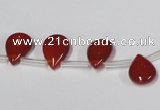 CAA185 Top-drilled 9*13mm flat teardrop red agate gemstone beads