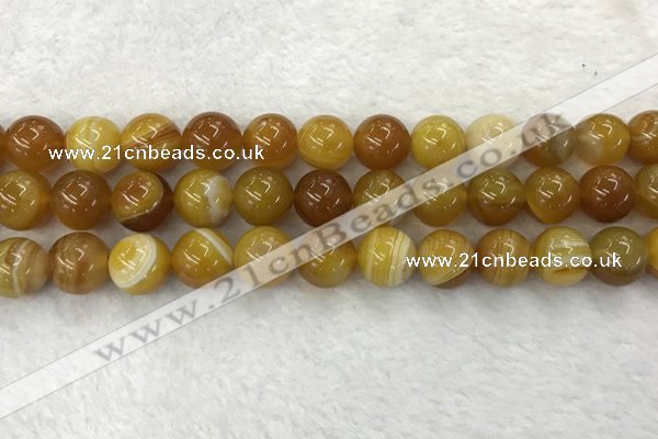 CAA1855 15.5 inches 14mm round banded agate gemstone beads