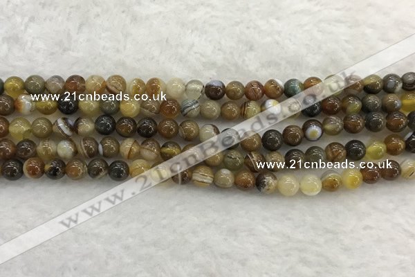 CAA1860 15.5 inches 4mm round banded agate gemstone beads