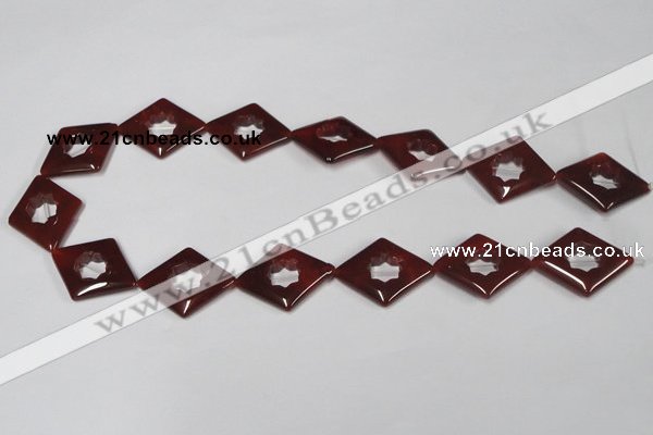 CAA189 15.5 inches 22*28mm diamond red agate gemstone beads