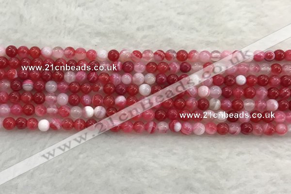 CAA1890 15.5 inches 4mm round banded agate gemstone beads