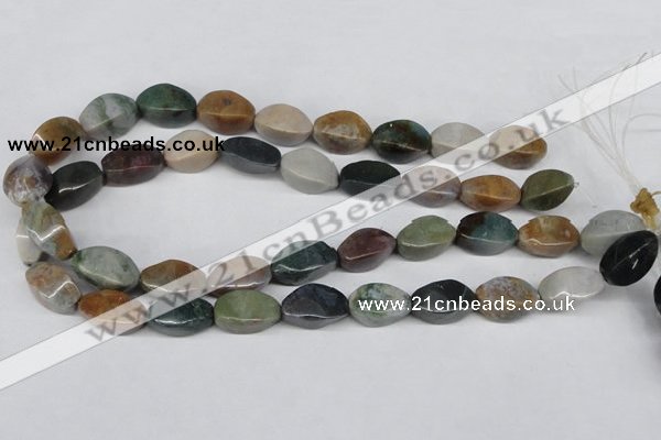 CAA198 15.5 inches 10*18mm twisted rice indian agate beads wholesale