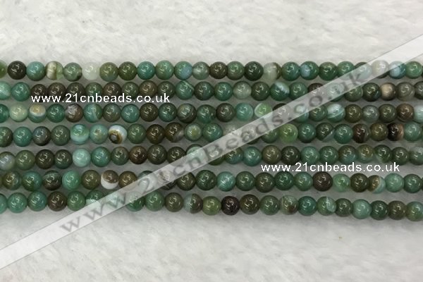 CAA1990 15.5 inches 4mm round banded agate gemstone beads