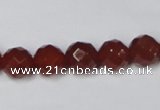 CAA201 15.5 inches 10mm faceted round red agate gemstone beads