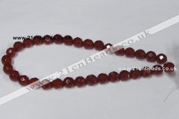 CAA201 15.5 inches 10mm faceted round red agate gemstone beads