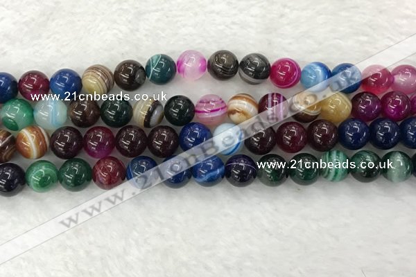 CAA2033 15.5 inches 10mm round banded agate gemstone beads