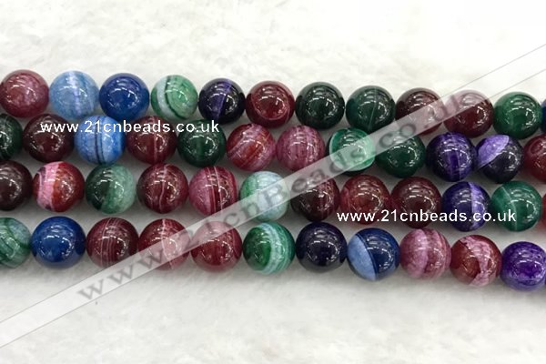 CAA2045 15.5 inches 14mm round banded agate gemstone beads