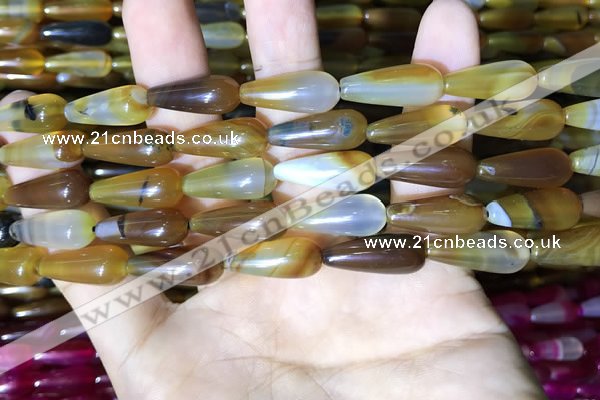 CAA2051 15.5 inches 8*20mm teardrop agate beads wholesale