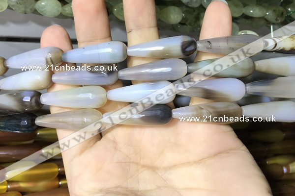 CAA2062 15.5 inches 10*30mm teardrop agate beads wholesale