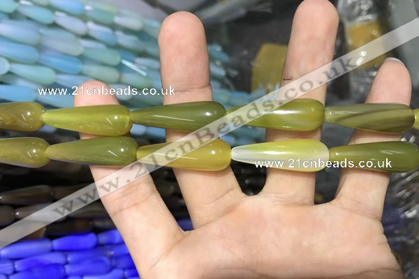 CAA2069 15.5 inches 10*30mm teardrop agate beads wholesale