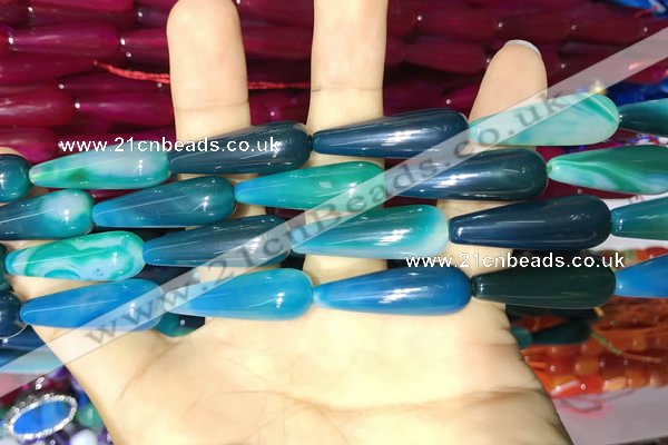 CAA2078 15.5 inches 10*30mm teardrop agate beads wholesale