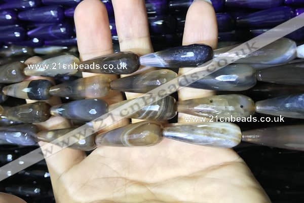 CAA2093 15.5 inches 10*30mm faceted teardrop agate beads