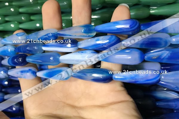 CAA2099 15.5 inches 10*30mm faceted teardrop agate beads