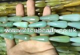 CAA2104 15.5 inches 10*30mm faceted teardrop agate beads