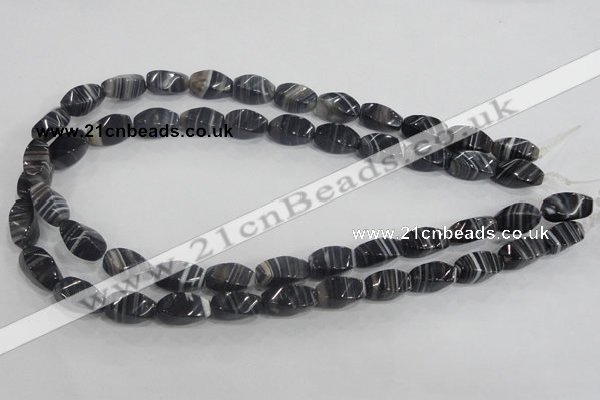 CAA214 15.5 inches 8*16mm twisted rice madagascar agate beads