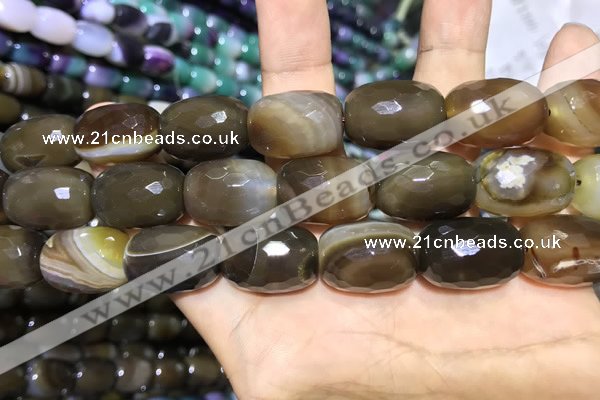 CAA2151 15.5 inches 15*20mm faceted drum agate beads wholesale