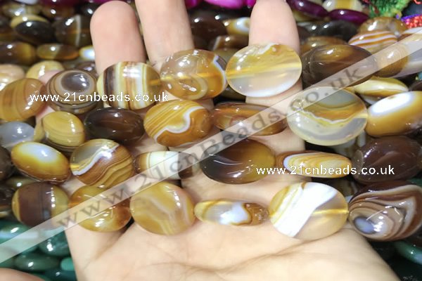 CAA2171 15.5 inches 15*20mm oval banded agate beads wholesale