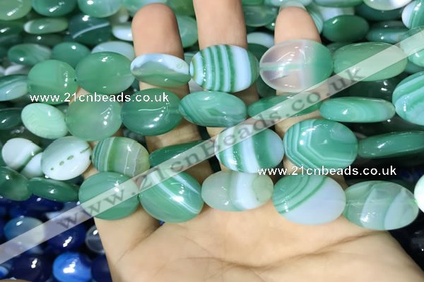 CAA2175 15.5 inches 15*20mm oval banded agate beads wholesale