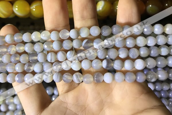 CAA2191 15.5 inches 6mm faceted round banded agate beads