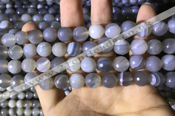 CAA2194 15.5 inches 12mm faceted round banded agate beads