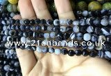 CAA2197 15.5 inches 4mm faceted round banded agate beads