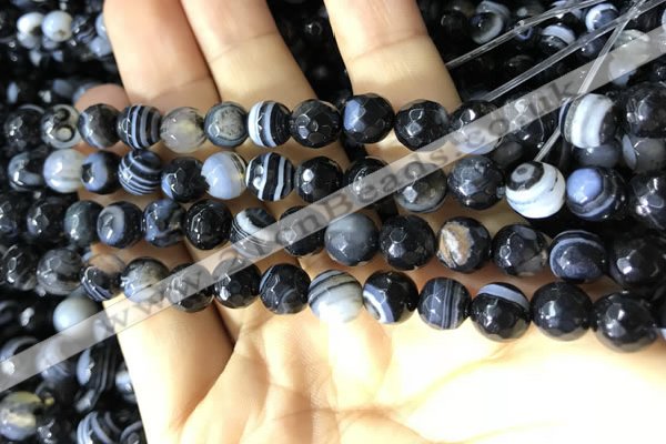 CAA2199 15.5 inches 8mm faceted round banded agate beads